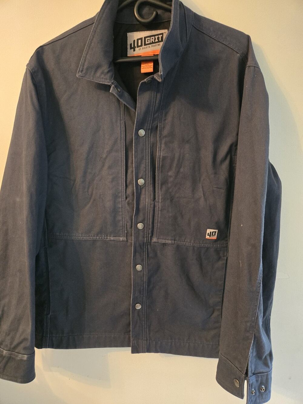 40 Grit By Duluth Trading Mens Navy Blue Button-Up Jacket L